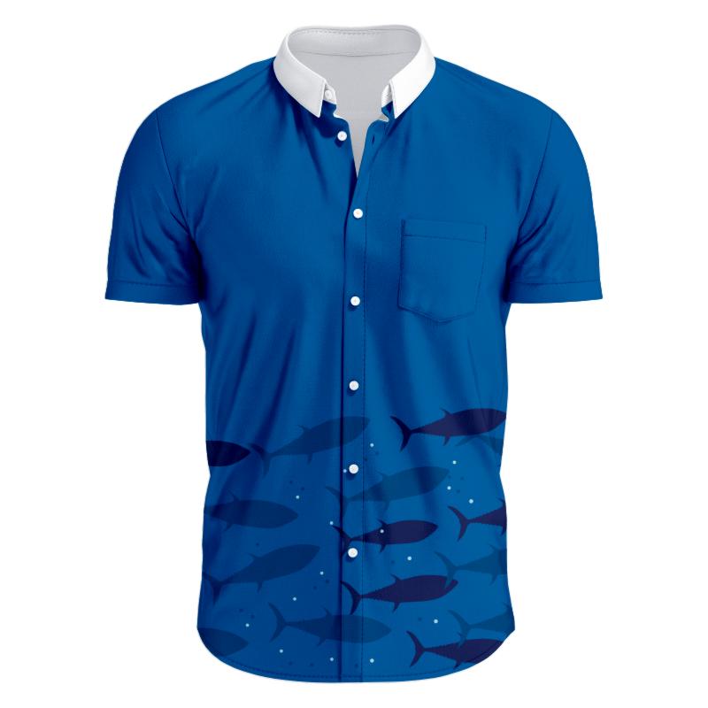 Sublimation Custom Full Buttons Man's Cool Holiday Fashion Polo Shirts 