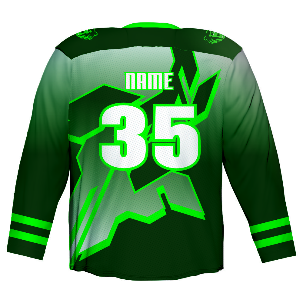 Custom Green Hockey Jersey Number 35 Full Sublimation Hockey Uniforms Hockey Shorts