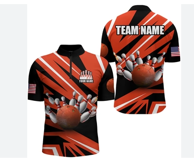 3D All over Printinig Men's Bowling Jersey Bowler Polo Custom Design