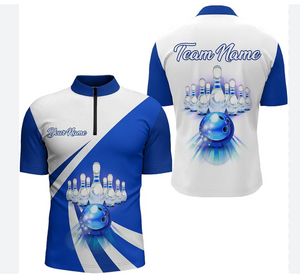 1/4 Zipper Bowling Jersey Custom Design Bowling Shirts Full Sublimation