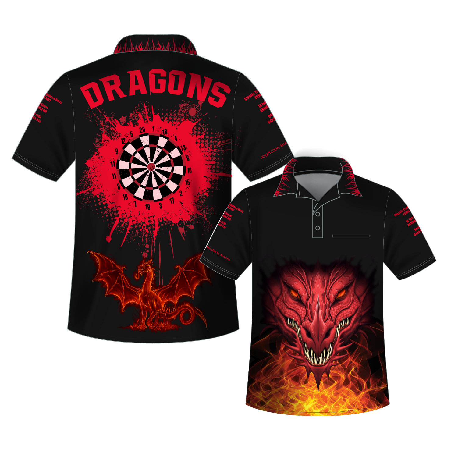 Short Sleeves Dart Shirts Polyester Mens Custom Sublimation Print Polo Dart Shirts 