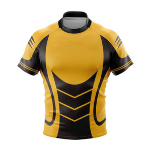 Custom Unique Designs Half Tight Yellow Rugby Shirts in Size 5XL 