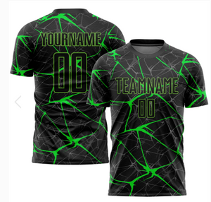 Custom Neon Green Soccer Shirts Sublimation Polyester Soccer Uniform Jersey Dry Fit 
