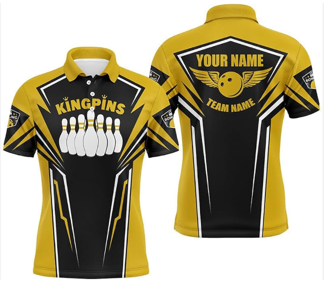 Custom Bowling Shirts for Men Camo Design 3 Buttons Bowling Polo 