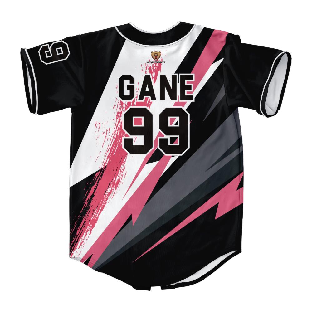 Baseball Jersey Polyester Brethable Custom for Adult Printing Custom Design Black And Pink Baseball Shirts