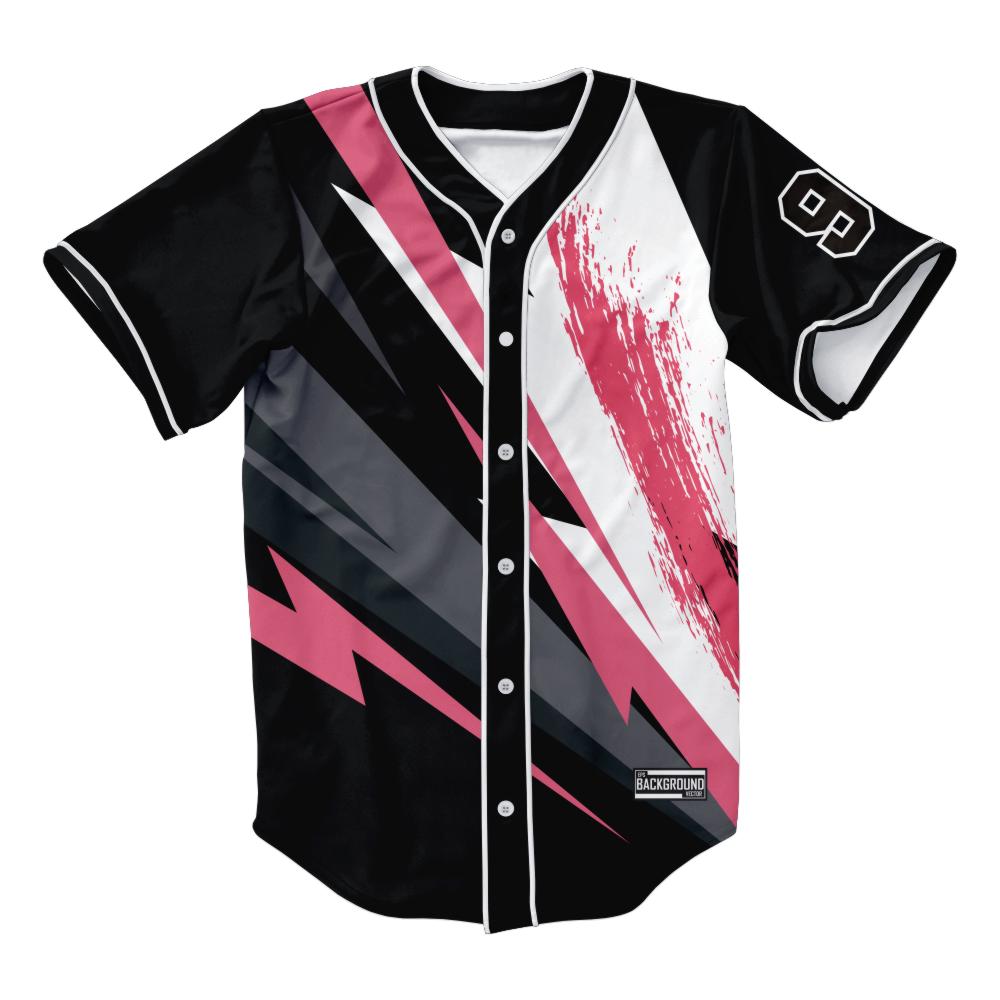 Baseball Jersey Polyester Brethable Custom for Adult Printing Custom Design Black And Pink Baseball Shirts
