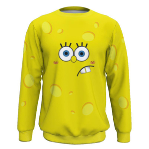 Custom Spongebob Design Pullover Sweatshirts Sublimation Fleece Warm Hoodie 