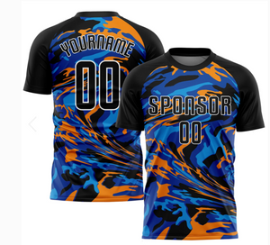 Custom Black Royal Soccer Shirts Full Printing Polyester Soccer Wear 