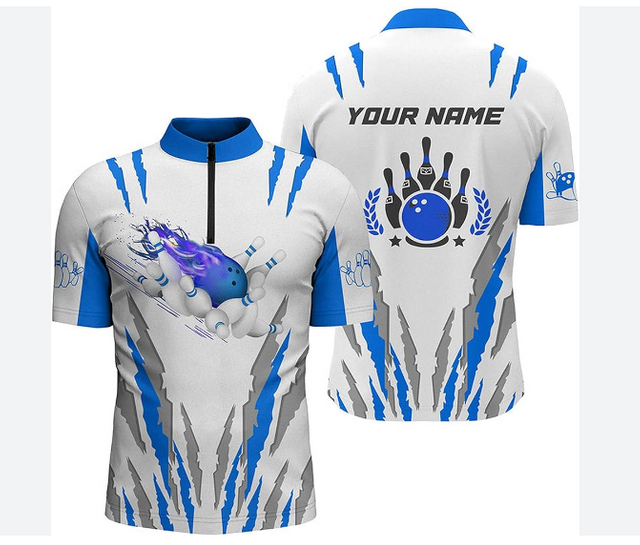 Custom Bowling Shirts for Men Camo Design 3 Buttons Bowling Polo 