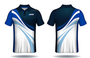 Hot Selling Cheap Printed Cricket Jersey Custom Men's Short Sleeve Blue And White Polo Shirt