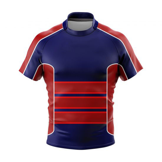 Professional Custom Rugby Wear Sublimation Red Fit Team Rugby Jersey 