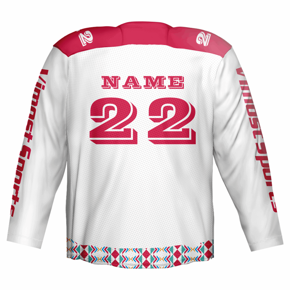 100% Polyester Fully Sublimation Custom Ice Hockey Jerseys of Red And White Colors