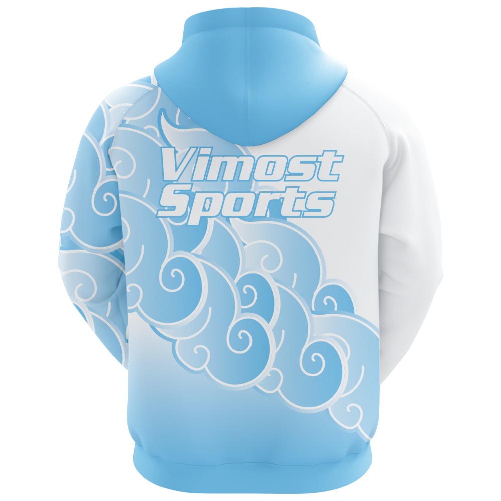 2022 Custom Sublimated Hoodie of Light Blue And White Colors