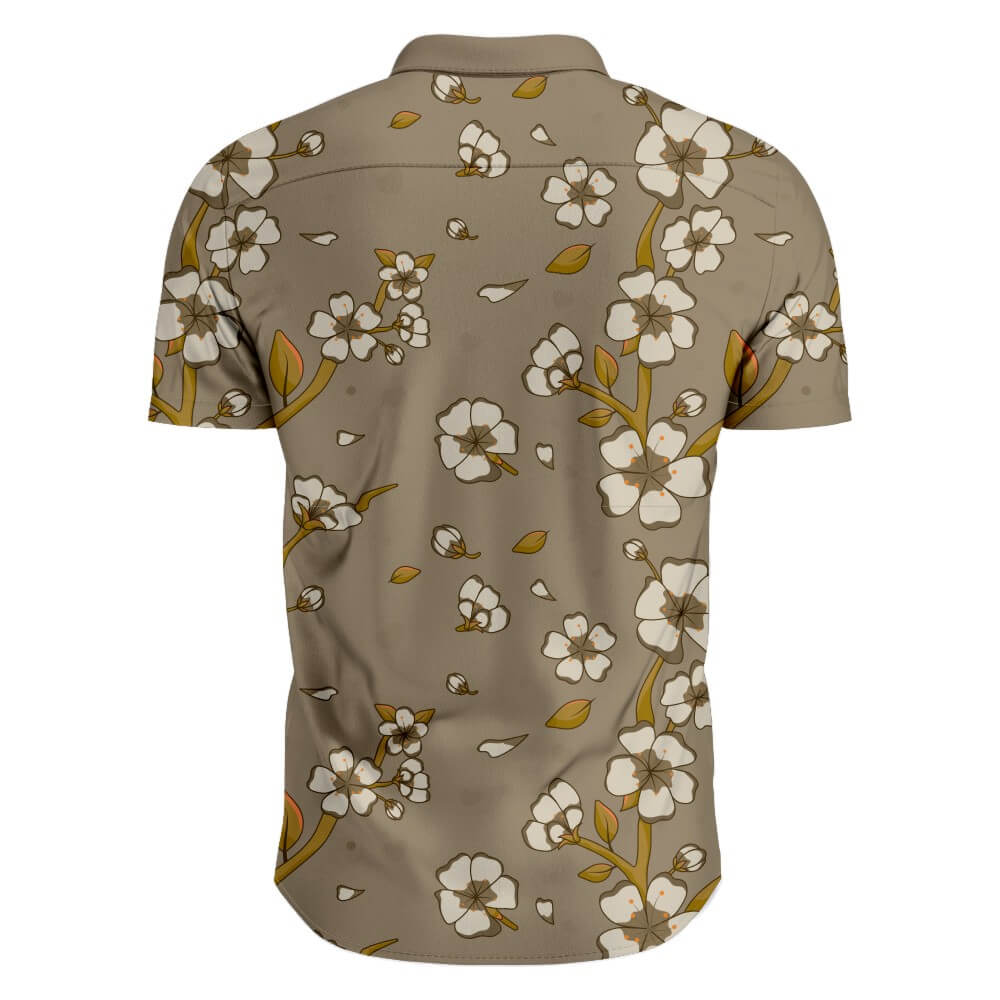 Navy or Brown Base All Flowers Shirts with Full Buttons
