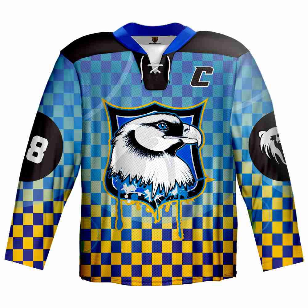 Custom Professional Goalie Cut Sublimated Ice Hockey Wear Practice Laced Collar Black Ice Hockey Jerseys Made in China