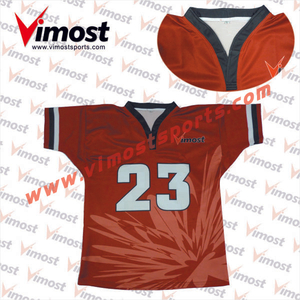 Red Rugby Jersey Number 23 Custom Made V-neck Rugby Jersey Polyester Sublimated rugby wear 