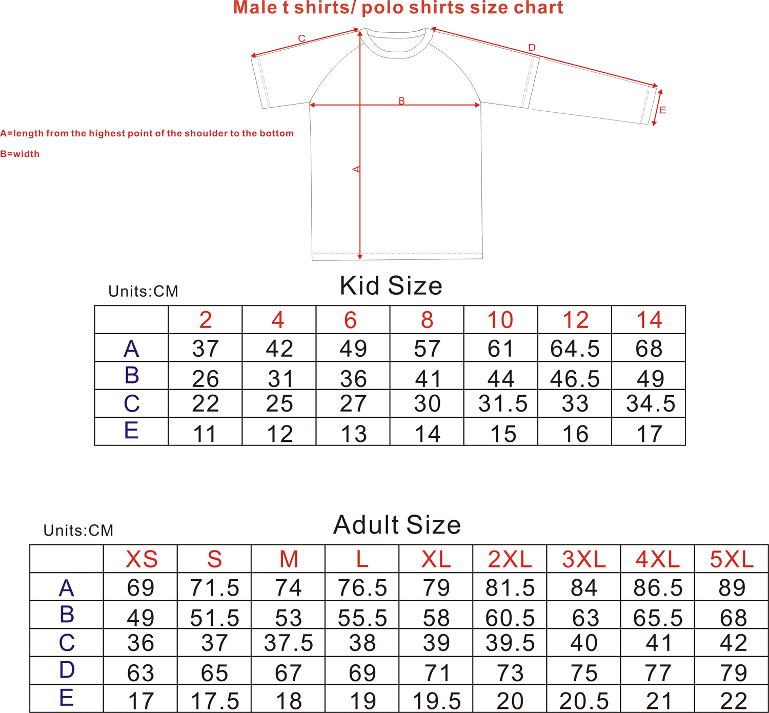 1. Male Size Chart