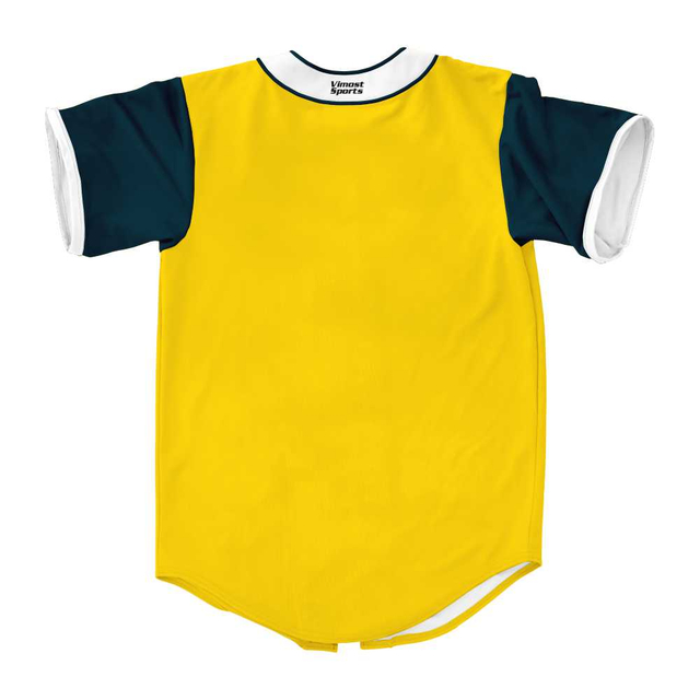Hot Sale Yellow Baseball Team Jersey Full Buttons Down Youth Baseball Jersey