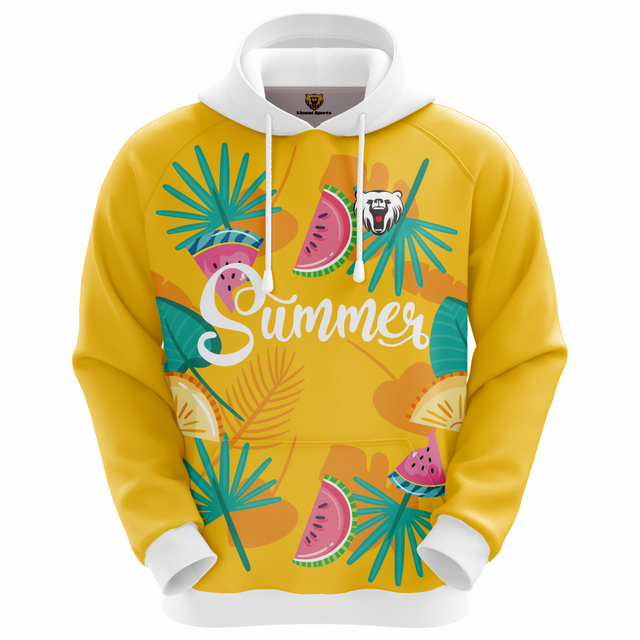 Custom Sublimated Team Yellow Hoodies with Hood with Different Names