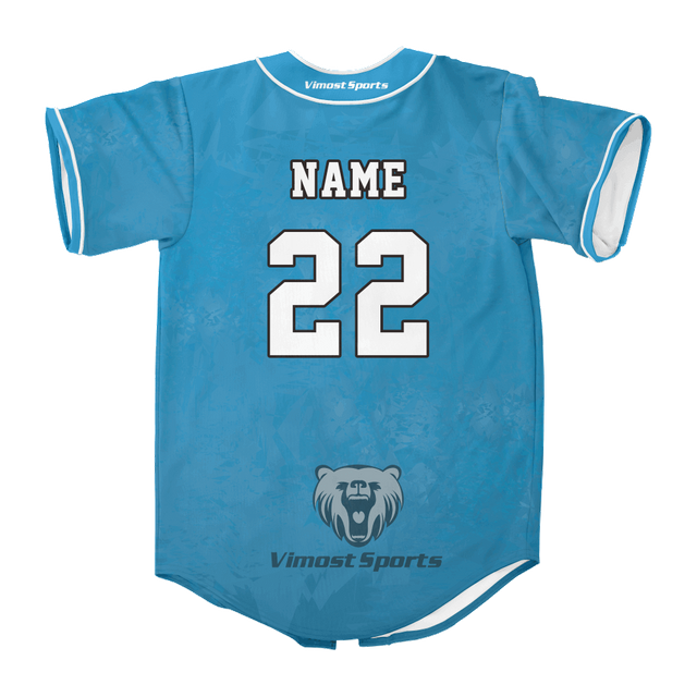  2022 Custom Sublimated Good Quality Full Buttons Baseball Jerseys of Blue Colors