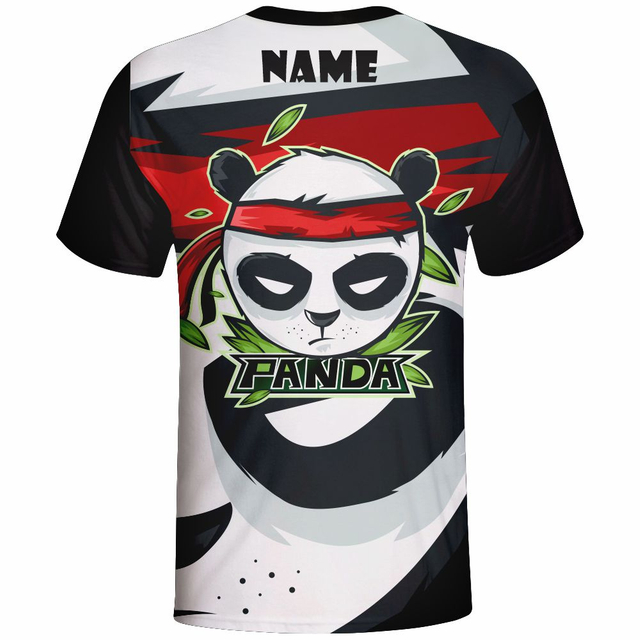 Hot Sale Panda T-shirts Custom Name Full Printing Round Neck T-shirts