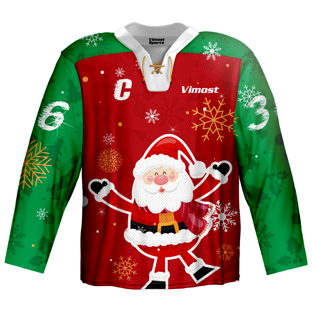 Low MOQ Cheap Sublimation Santa Christmas Ice Hockey Wear Custom Hockey Jerseys