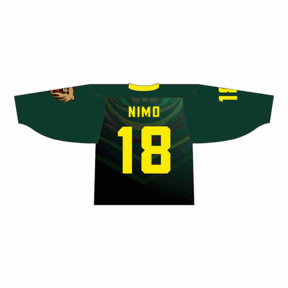  Sublimated 100% Polyester Green Ice Hockey Jersey with Adding Number And Name at No Extra Cost