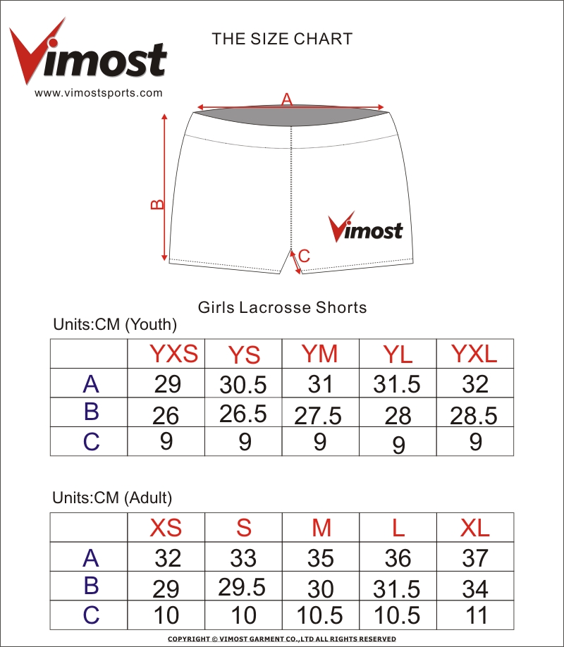 Size Girls Lacrosse Shorts