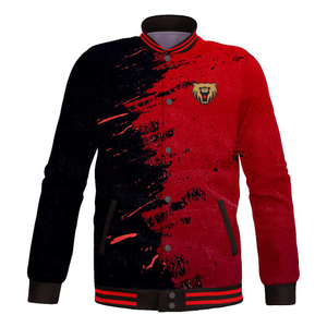 OEM Custom Made Varsity Baseball Jacket Long Sleeves Unisex Red Black Baseball Jacket 