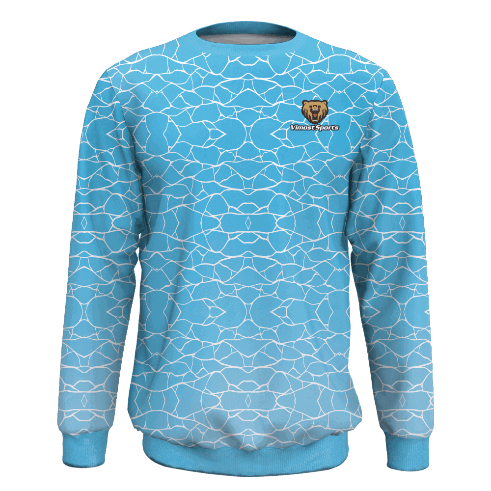 2022 Custom Sublimated Round Neck Sweater with Light Blue Colors