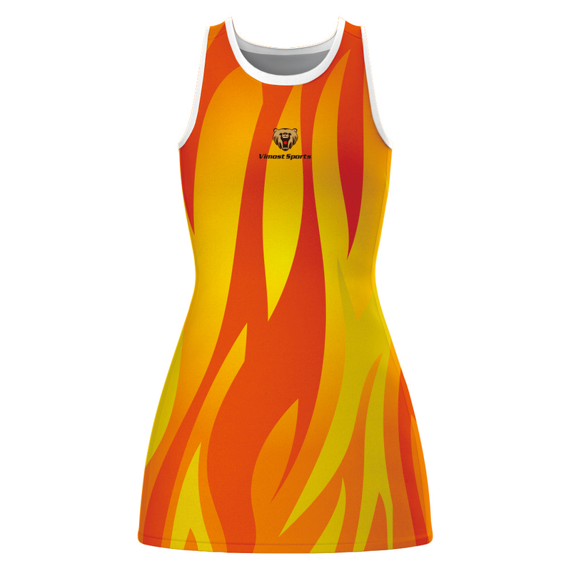 Custom Sublimated yellow and red color Netball Wear -Lycra - Buy Custom ...