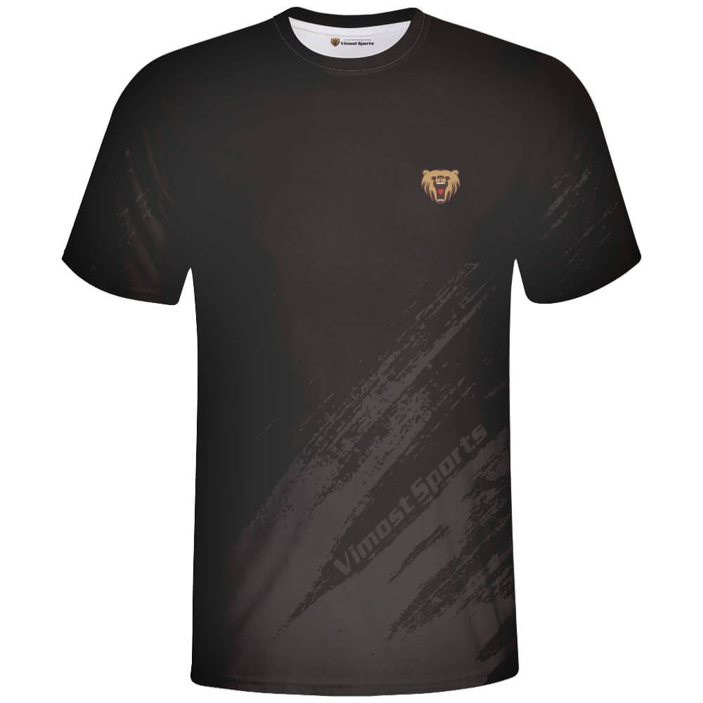 Sublimated Custom 100% Polyester Good Quality Tee of Black Colors
