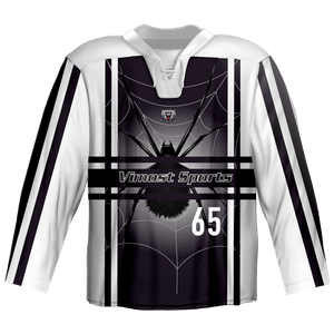 Dye Sublimation Printing Ice Hockey Jerseys with White And Black Colors