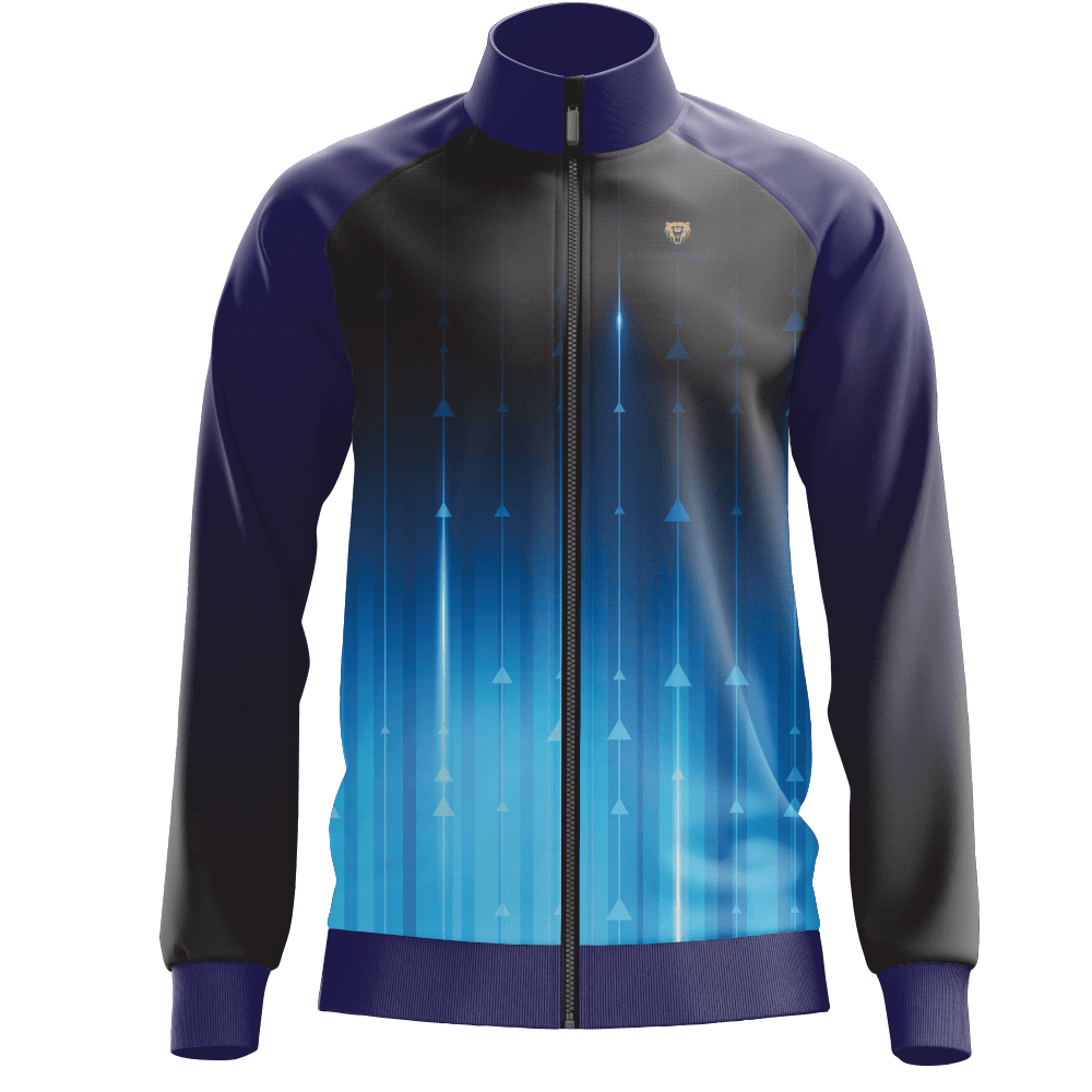 Custom Zip Up Jacket of Black And Blue Colors with Cheap Price