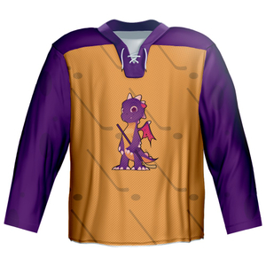 2022 New Fashion Sublimated Ice Hockey Jersey with Purple Sleeves