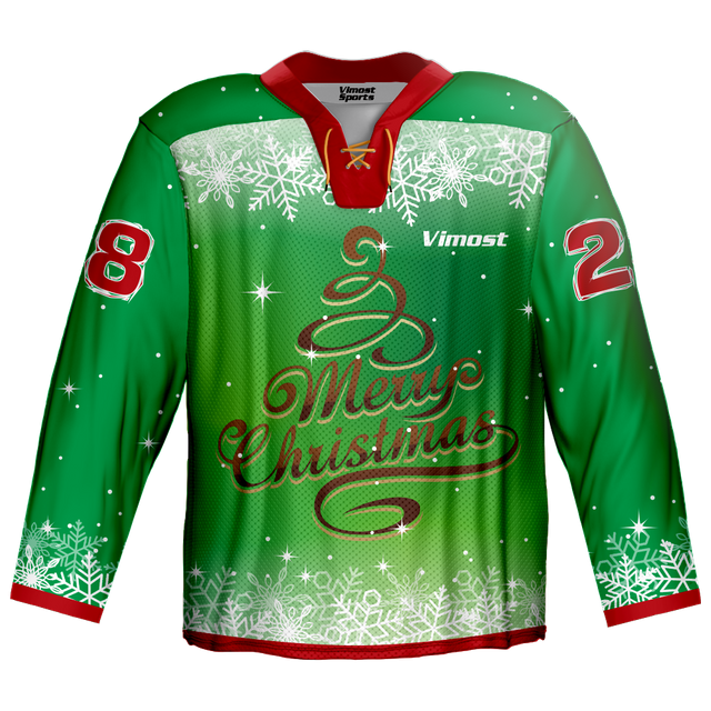 Low MOQ Cheap Sublimation Santa Christmas Ice Hockey Wear Custom Hockey Jerseys