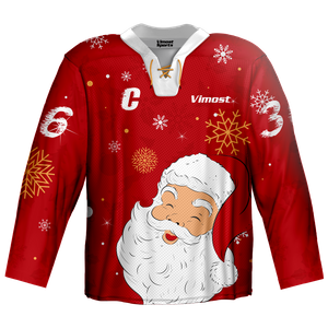 Low MOQ Cheap Sublimation Santa Christmas Ice Hockey Wear Custom Hockey Jerseys