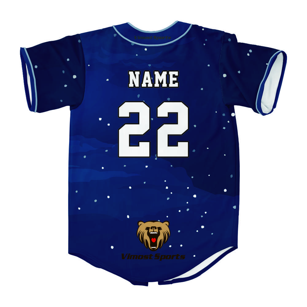 Full Buttons Down Bseball Jersey Custom Logo Number Sublimation Navy Team Baseball Jersey 