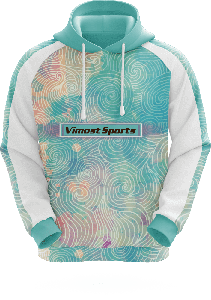 Good Quality Custom Sublimated Hoodie with Blue Ribbed Cuff