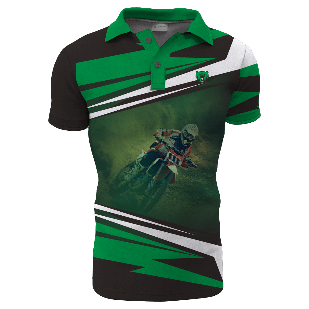 100% Polyester Sublimated Polo Shirts of Green Neck Customize for You