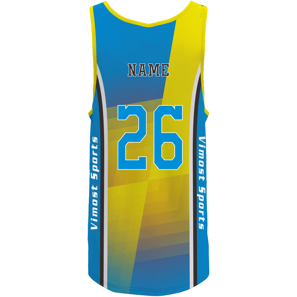 2022 Sublimated 100% Polyester Breathable Basketball Jerseys of Blue And Yellow Colors