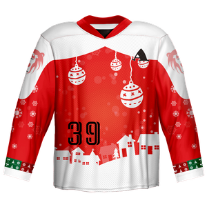 100% Polyester Red And White Ice Hockey Jerseys with with Classic Heart-shaped Neck