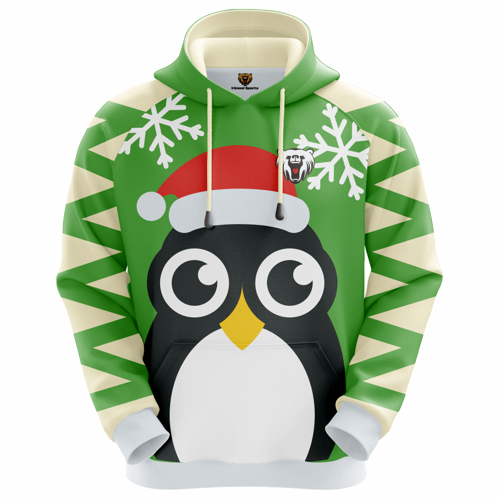 New Fashion Good Quality Sublimated Hoodie with Cute Penguin Pattern on The Front And Back
