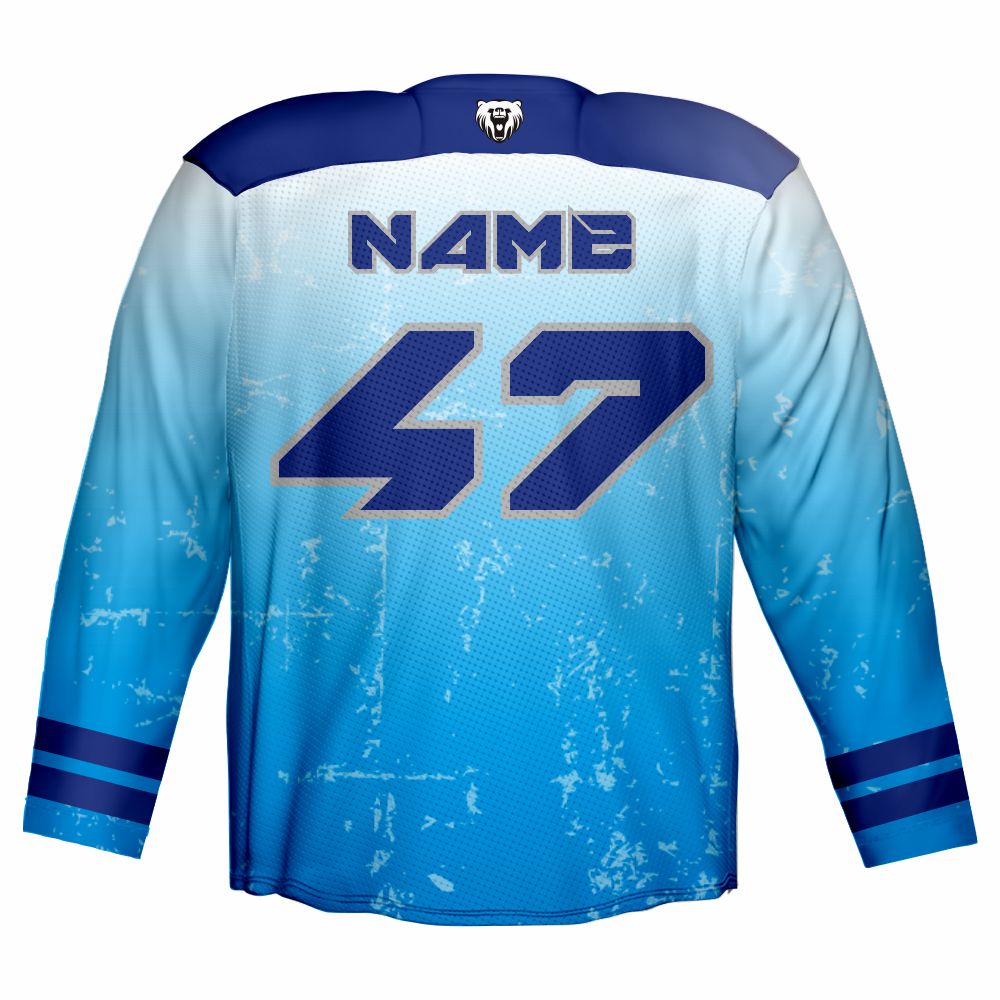  Sublimated 100% Polyester Blue Ice Hockey Jersey with Good Quality