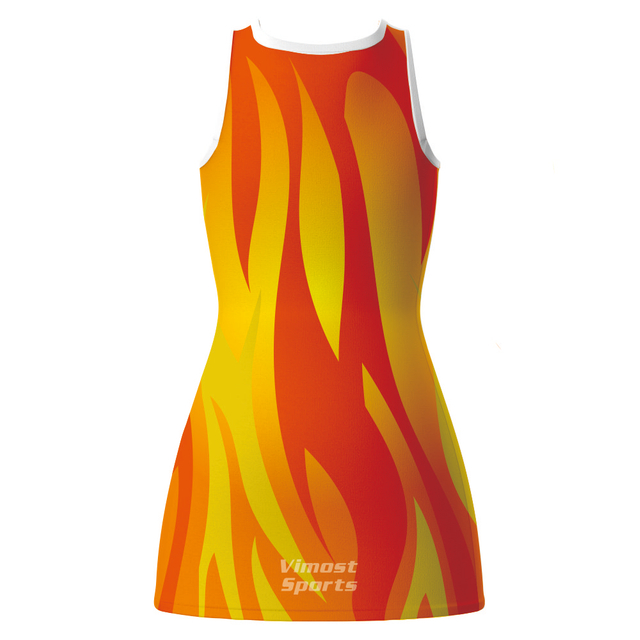 Flame Design Netball Dress Custom Design Girls Fit Netball Wear Full Sublimation Lycra Dress