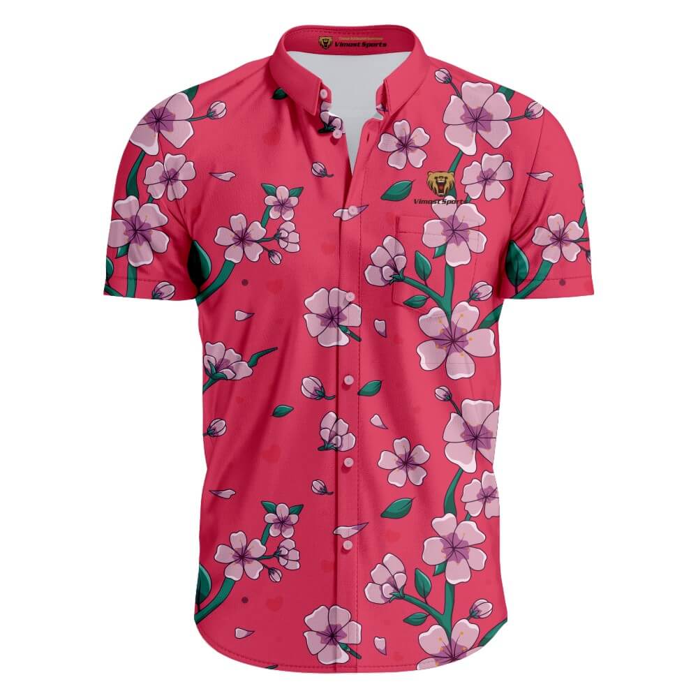 Folded Collars Short Sleeve Full Buttons Up Polo Shirts