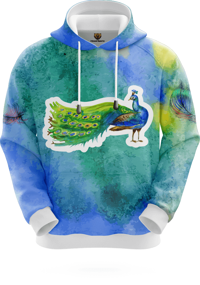 Sublimated Men Hoodies in Blue Color with Names with 100%polyester