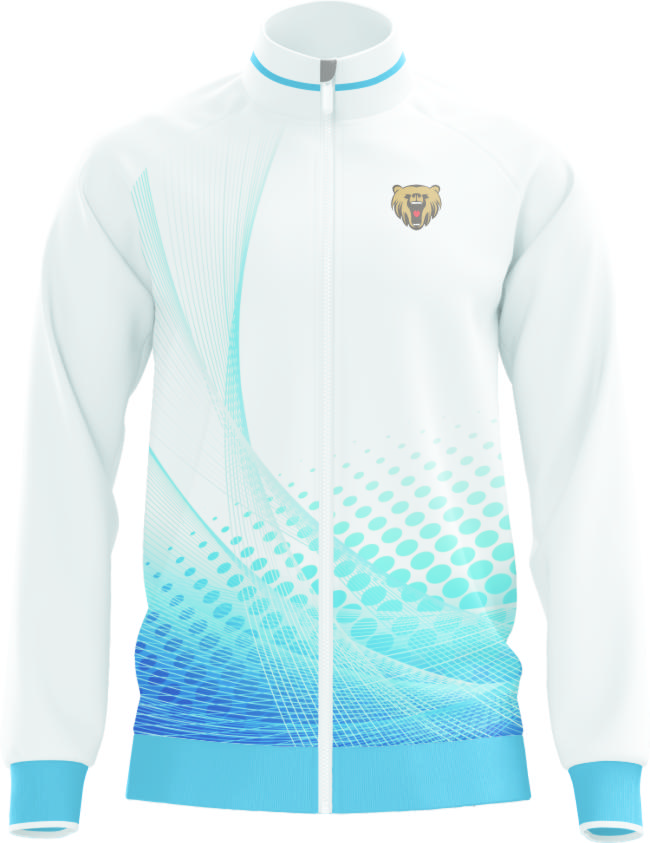 Custom Zip Up Jacket of White And Light Blue Colors 
