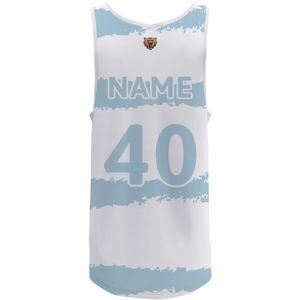  Sublimated Good Quality Basketball Jerseys of Blue And White Colors