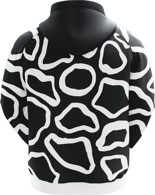 Cool Black Hoodie With White Pattern Custom Sublimation Hoodies